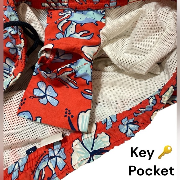 VINYARD VINES MEN’S SWIM SHORTS Floral Red Large Like New Drawstring Waistband - Picture 14 of 14